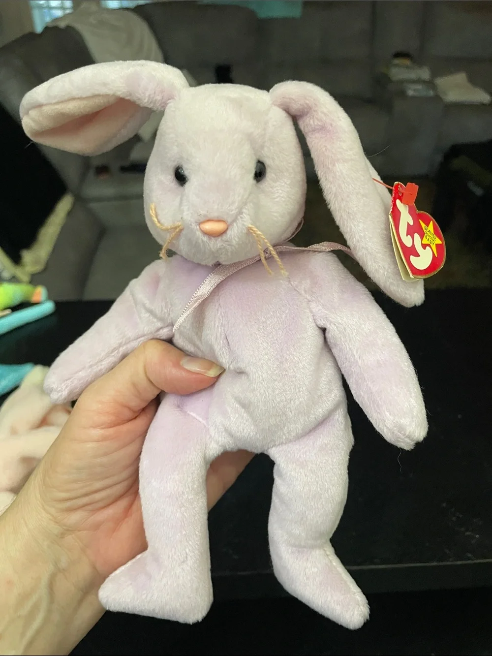 1996 Ty Plush Bunny Pastel Pink & Lavender Hoppity & Floppity Rare